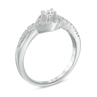 0.30 CT. T.W. Diamond Bypass Frame Split Shank Ring in Sterling Silver|Peoples Jewellers