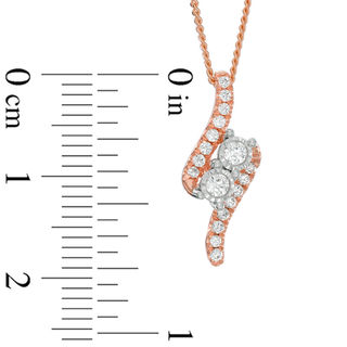 Ever Us™ CT. T.W. Two-Stone Diamond Bypass Pendant in 14K Rose Gold