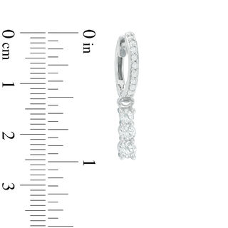 0.95 CT. T.W. Diamond Three Stone Drop Hoop Earrings in 10K White Gold|Peoples Jewellers