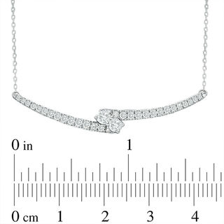 Ever Us™ CT. T.W. Two-Stone Diamond Bypass Necklace in 14K White Gold