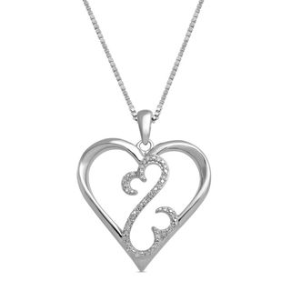 Open Hearts by Jane Seymour™ 0.04 CT. T.W. Diamond Heart Pendant in Sterling Silver|Peoples Jewellers