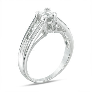 4.5mm Princess-Cut Lab-Created White Sapphire Engagement Ring in