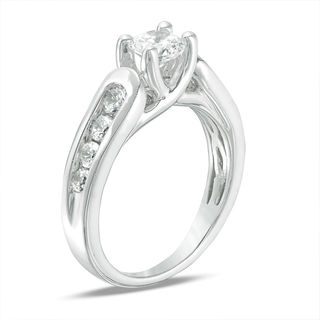 5.2mm Lab-Created White Sapphire Engagement Ring in Sterling Silver|Peoples Jewellers