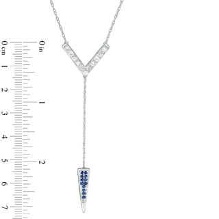 Lab-Created Blue and White Sapphire "Y" Necklace in Sterling Silver - 20.75"|Peoples Jewellers