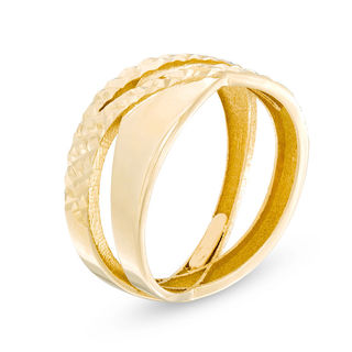 Made in Italy Hammered Criss-Cross Ring in 10K Gold|Peoples Jewellers