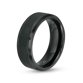 Men's 8.0mm Textured Wedding Band in Tantalum with Black Ion-Plate – Size 10|Peoples Jewellers