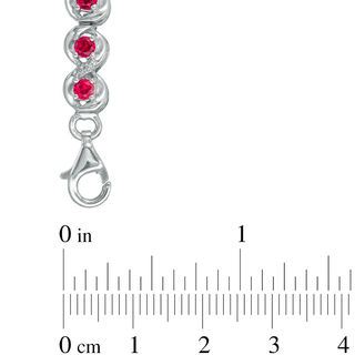 3.0mm Lab-Created Ruby and Diamond Accent Cascading Tennis Bracelet in Sterling Silver - 7.5"|Peoples Jewellers