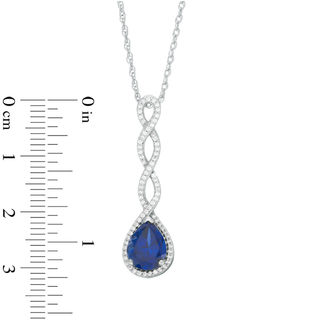 Pear-Shaped Lab-Created Blue Sapphire and 0.23 CT. T.W. Diamond Cascading Drop Pendant in Sterling Silver|Peoples Jewellers