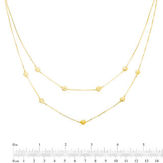 Made in Italy Hammered Ball Station Double Strand Necklace in 10K Gold|Peoples Jewellers
