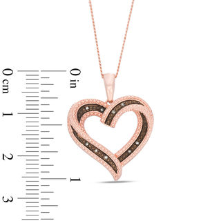 Champagne Diamond Accent Swirl Heart Pendant in Sterling Silver with 14K Rose Gold Plate|Peoples Jewellers