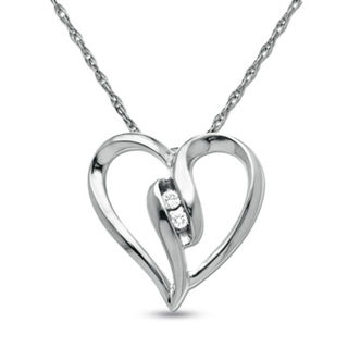 Diamond Accent Duo Heart Pendant in 10K White Gold|Peoples Jewellers