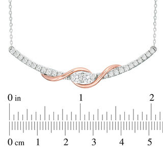 Ever Us™ 1.00 CT. T.W. Two-Stone Diamond Swirl Necklace in 14K Two-Tone Gold - 17"|Peoples Jewellers