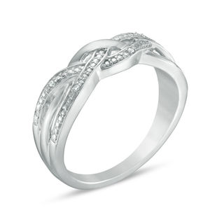 Diamond Accent Braid Ring in Sterling Silver|Peoples Jewellers