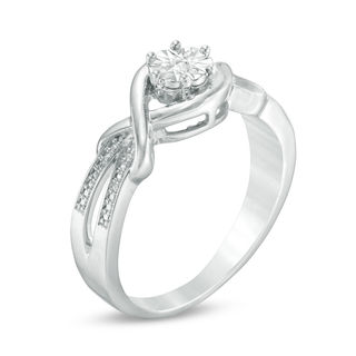 Diamond Accent Twist Frame Split Shank Ring in Sterling Silver|Peoples Jewellers