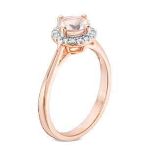 6.0mm Morganite and Diamond Accent Frame Ring in Sterling Silver and Rose Rhodium|Peoples Jewellers