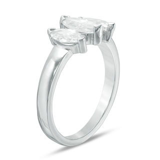 0.95 CT. T.W. Marquise Diamond Three Stone Engagement Ring in 10K White Gold|Peoples Jewellers
