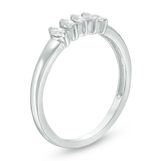 0.23 CT. T.W. Marquise Diamond Five Stone Wedding Band in 10K White Gold|Peoples Jewellers