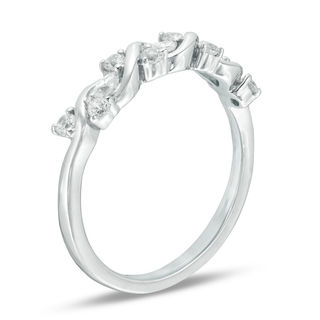 0.30 CT. T.W. Marquise and Round Diamond Wedding Band in 10K White Gold|Peoples Jewellers