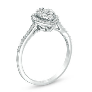 0.30 CT. T.W. Multi-Diamond Pear-Shaped Frame Engagement Ring in 10K White Gold|Peoples Jewellers