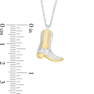 Cowboy Boot Pendant in Sterling Silver and 14K Gold Plate|Peoples Jewellers