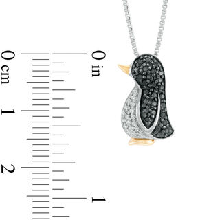 0.23 CT. T.W. Enhanced Black and White Diamond Penguin Pendant in Sterling Silver and 14K Gold|Peoples Jewellers