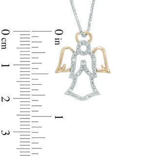 Diamond Accent Angel Pendant in Sterling Silver and 14K Gold|Peoples Jewellers