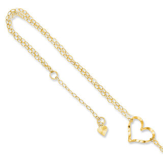 Heart Double Strand Adjustable Anklet in 14K Gold - 10"|Peoples Jewellers