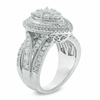 2.00 CT. T.W. Composite Diamond Pear-Shaped Frame Engagement Ring in 14K White Gold|Peoples Jewellers