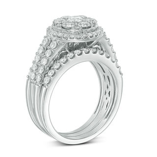 CT. T.W. Composite Diamond Frame Three Piece Bridal Set in 14K White Gold|Peoples Jewellers