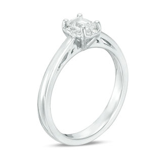 0.60 CT. T.W. Certified Canadian Emerald-Cut Diamond Frame Engagement Ring in 14K White Gold (I/SI2)|Peoples Jewellers