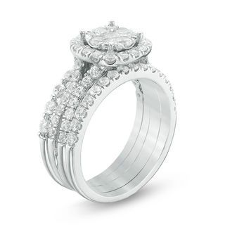 2.00 CT. T.W. Composite Diamond Frame Three Piece Bridal Set in 14K White Gold|Peoples Jewellers