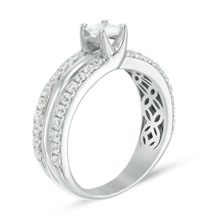 1.00 CT. T.W. Princess-Cut Diamond Multi-Row Engagement Ring in 14K White Gold|Peoples Jewellers