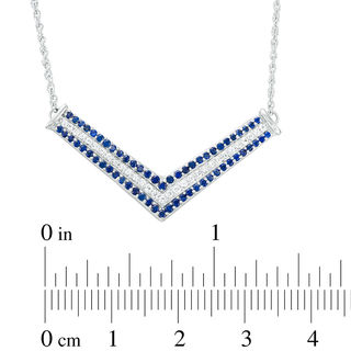 Lab-Created Blue and White Sapphire Chevron Necklace in Sterling Silver|Peoples Jewellers