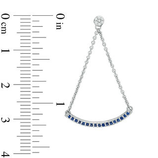 Lab-Created Blue Sapphire and Diamond Accent Pendulum Drop Earrings in Sterling Silver|Peoples Jewellers