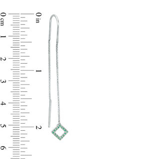 Lab-Created Emerald Tilted Square Threader Earrings in Sterling Silver|Peoples Jewellers