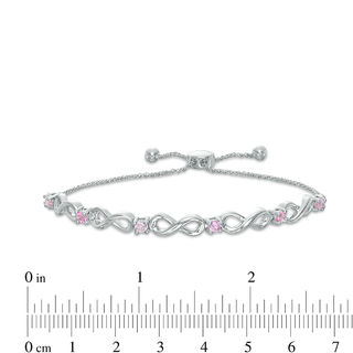 Lab-Created Pink Sapphire Infinity Bolo Bracelet in Sterling Silver - 9.5"|Peoples Jewellers