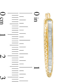 Italian Gold 21.0 x 31.0mm Glitter Enamel Rope Hoop Earrings in 14K Gold|Peoples Jewellers
