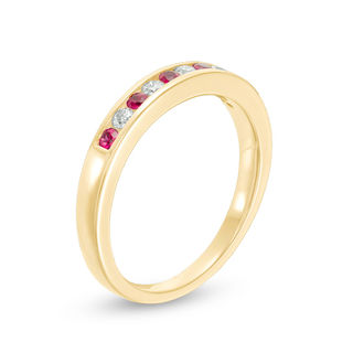 Garnet and 0.115 CT. T.W. Diamond Channel-Set Band in 10K Gold|Peoples Jewellers