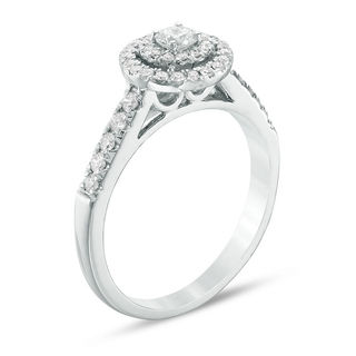 0.45 CT. T.W. Diamond Double Frame Engagement Ring in 14K White Gold|Peoples Jewellers