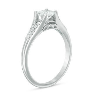 0.58 CT. T.W. Princess-Cut Diamond Engagement Ring in 14K White Gold|Peoples Jewellers