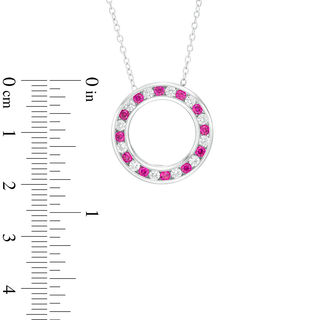 Lab-Created Ruby and White Sapphire Alternating Open Circle Pendant in Sterling Silver|Peoples Jewellers