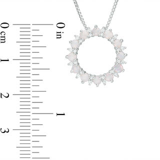 Opal and Lab-Created White Topaz Sunburst Open Circle Pendant in Sterling Silver|Peoples Jewellers