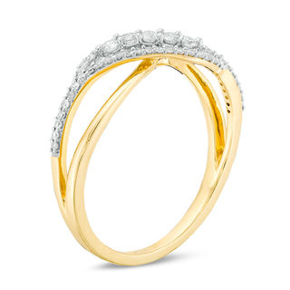 0.25 CT. T.W. Diamond Layered Crossover Ring in 10K Gold|Peoples Jewellers