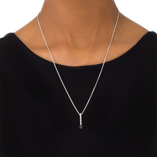 0.23 CT. T.W. Enhanced Black and White Diamond Linear Drop Bolo Necklace in Sterling Silver - 30"|Peoples Jewellers