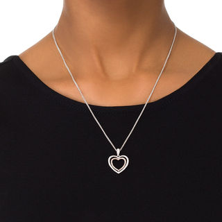 0.45 CT. T.W. Diamond Double Heart Bolo Necklace in Sterling Silver and 10K Rose Gold - 30"|Peoples Jewellers