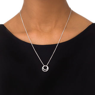 0.23 CT. T.W. Diamond Double Circle Bolo Necklace in Sterling Silver - 30"|Peoples Jewellers