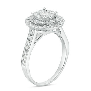 0.75 CT. T.W. Diamond Triple Frame Ring in 10K White Gold|Peoples Jewellers
