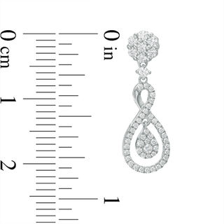 0.50 CT. T.W. Diamond Flower Composite Teardrop Infinity Drop Earrings in 10K White Gold|Peoples Jewellers