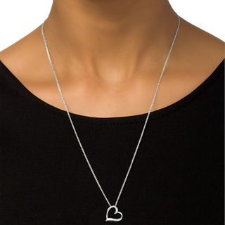 Diamond Accent Tilted Heart Bolo Necklace in Sterling Silver - 30"|Peoples Jewellers