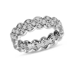 0.45 CT. T.W. Diamond Triple Row Vintage-Style Eternity Wedding Band in 14K White Gold|Peoples Jewellers